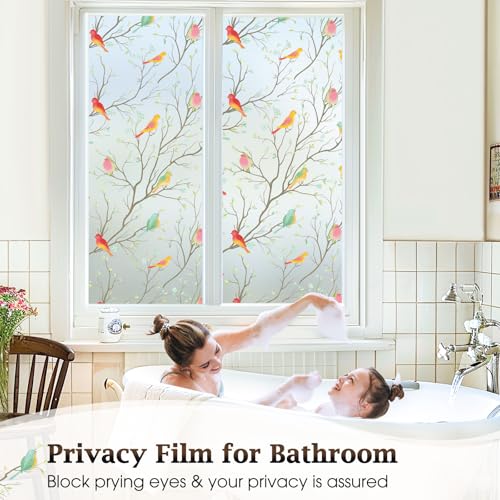 Lifetree Stained Glass Window Film Privacy Film for Glass Windows Decorative Non Adhesive Static Cling Vinly Anti UV Bird Patterned for Bathroom and Door (Frosted, 59 * 200cm) - Cosy Home Interiors Lifetree Stained Glass Window Film Privacy Film for Glass Windows Decorative Non Adhesive Static Cling Vinly Anti UV Bird Patterned for Bathroom and Door (Frosted, 59 * 200cm) - Image 3