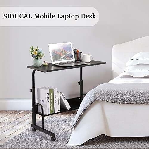 Mesa Auxiliar De Altura Ajustable Con Estación De Carga, Mesa Auxiliar Móvil Para Computadora Portátil En Forma De C Con Ruedas, Mesa De Sofá De 3 Niveles Con Estante De Almacenamiento