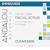 Andalou Naturals Lemon Sugar Facial Scrub, 1.7 oz., Gently Exfoliates and Cleanses for a Clearer, Brighter, and Balanced Looking Complexion, with Meyer Lemons and Manuka Honey