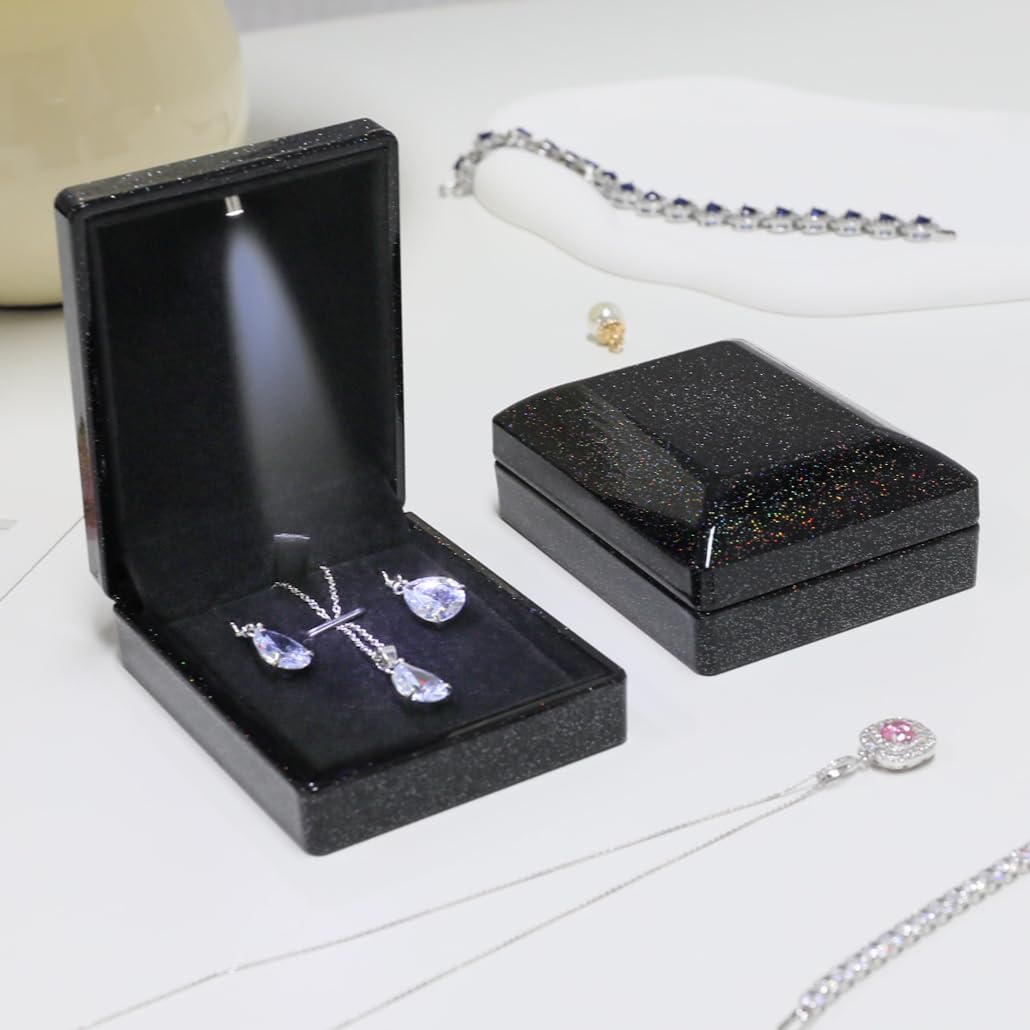 HSLFUAI LED Schmuckkästchen mit Licht ? Luxus Geschenkbox für Ring