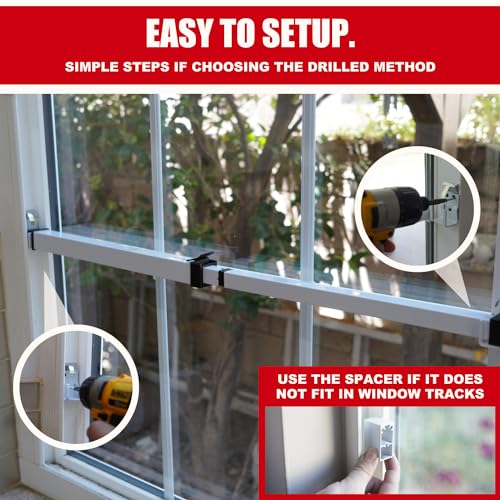 SecurityMan Window Security Bar - Easy Install for Horizontal/Vertical Windows - Adjustable Window Lock Bar (Child Proof/Heavy Duty Iron) - Extendable (14.25" to 37") Security Bars for Windows - White