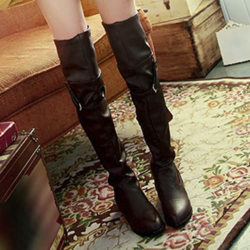 Shinelly Women Knee High Riding Boots Flat Over the Knee High Boots Low Heel3