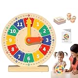 Orologio di apprendimento per bambini, giocattolo interattivo di apprendimento in legno, strumento didattico orologio educativo - per casa scuola viaggio compleanno ragazzi ragazze sala giochi scuola