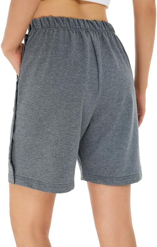Women’s Adaptive Post-Op Tear Away Shorts, Magnetic Side Open Breakaway Sweat Shorts, Reinforced Secure Closure, Pockets