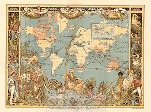 イギリス歴史地図 Amazon.co.jp: 1886年 イギリス帝国の広域を示している世界地図