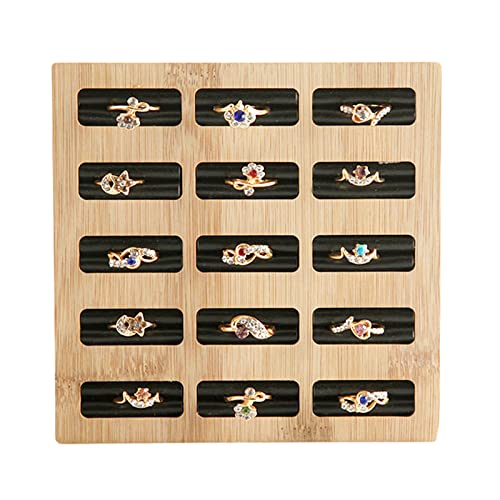 Ring Ohrringe Ohrstecker Tray Einfach und Stilvoll Showcase Display Schmuck Organizer,Ringlagerregal Ohrringen Quadratisch Schmuckregal Präsentation 15 Raster Cover