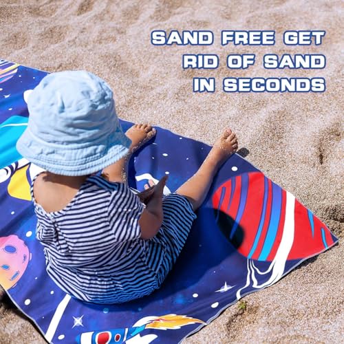 WERNNSAI Raum Strandtuch Kinder, 76 X 150 cm Mikrofaser Badetuch Mädche, Strandhandtuch zum Baden leicht und schnelltrocknend Superweich Saugfähig, Kinder Pool Reisen Schwimmen Duschtuch