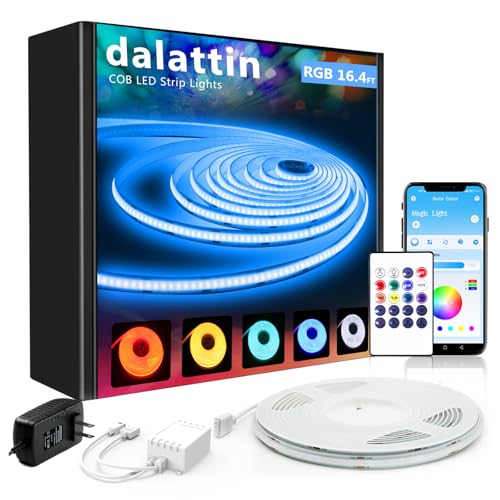dalattin COB Multi-Color LED Strip Lights, 576 LEDs/m High Density Flexible 24V Led Lights with RF & App Control, 16.4ft LED Lights for Living Room, Bedroom, Kitchen Lighting