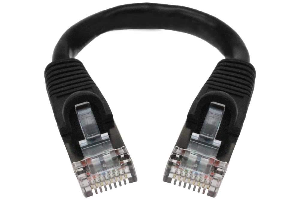SF Cable Cat5e Shielded (STP) Ethernet Network Cable, 26AWG 4pair Stranded Copper Wire, RJ45 Plug, 350MHz, 0.5ft, Black