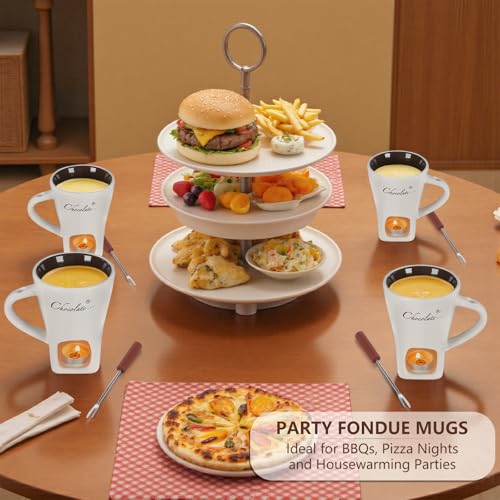 image for daslich Fondue Pot Cup Set, Chocolate Melting Fondue Mugs with 2 Forks
