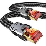 Tesmax Cat 8 LAN Kabel 5meter, 40Gbps Netzwerkkabel Hochgeschwindigkeits 2000MHz S/FTP Ethernet Kabel Gigabit POE RJ45 Nylon Geflochtener Vergoldeter Patchkabel für PS5/4 Router Switch Steam Deck