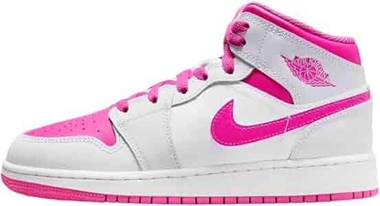 Amazon.com | Jordan Air 1 Mid Grade School Iris Whisper/Fire