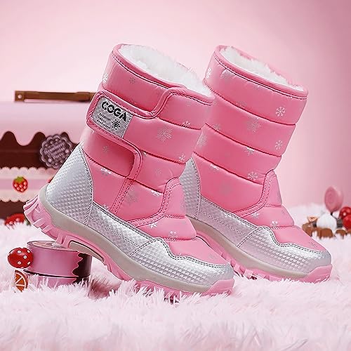 DIYCAM Toddler Boys Girls Snow Boots, Winter Insulated Outdoor Boots for Kids Boys Girls Winter Snow Boots Outdoor Non Slip Walking Shoes Cold Weather Hiking Boots Winter Baby Shoes3