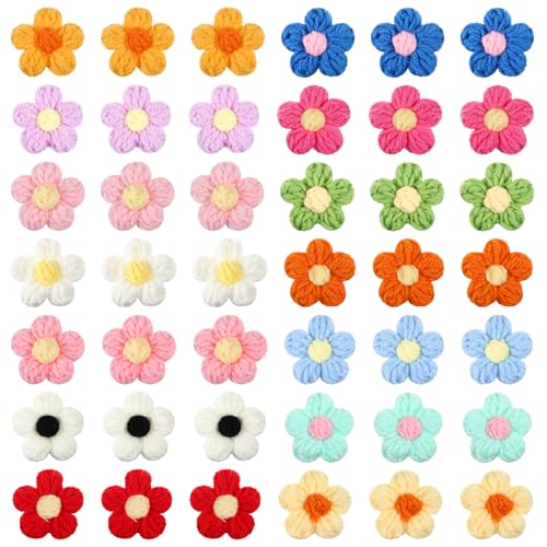50 Pcs Crochet Flowers Knitted Yarn Flowers...