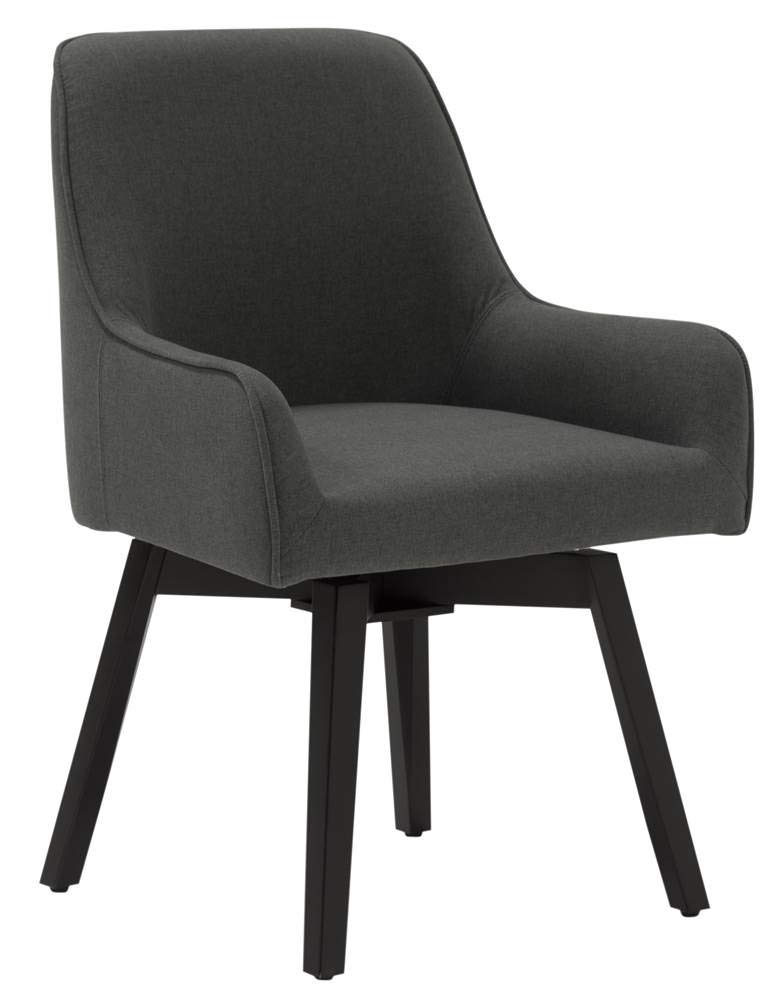 Studio Designs Home Spire Contemporary Swivel, Rotating, Upholstered, Accent Dining/Office Chair with Arms and Wood Legs in Pewter Gray, 25.5" W x 24" D x 35.5" H