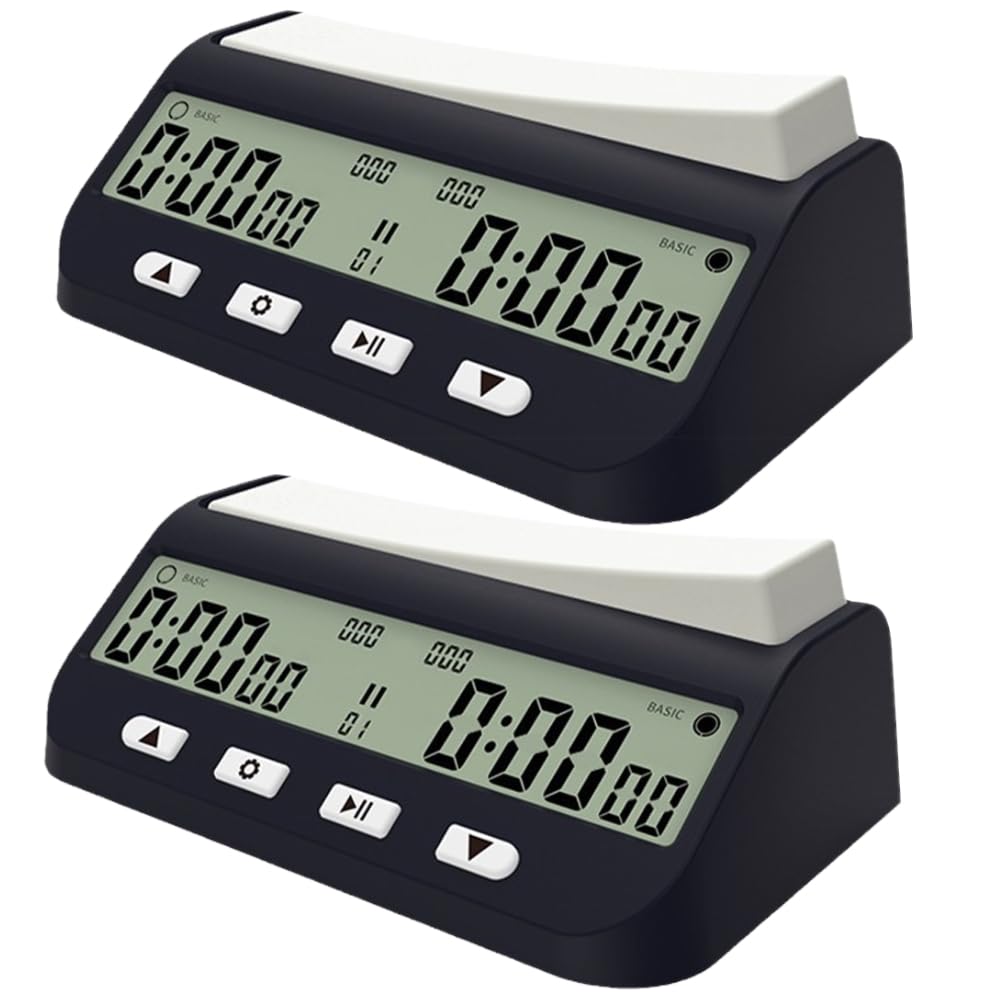 2 x Digitale Schach-Timer mit Basisbonusverzögerung und positiver Zeit; tragbare 3-in-1-Uhr mit Zeit- und Verzögerungsbonus, ideal für Chess I-Go aktualisierte Modelle