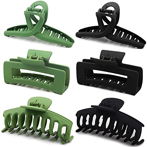Hapdoo 6pcs Large Hair Claw Clips 4.3 Inch, Big Hair Clips for Women, Matte Claw Clips Set, Hair Clips for Thick Hair, Jaw Clips for Thin Hair, Strong Hold Hair Clamp