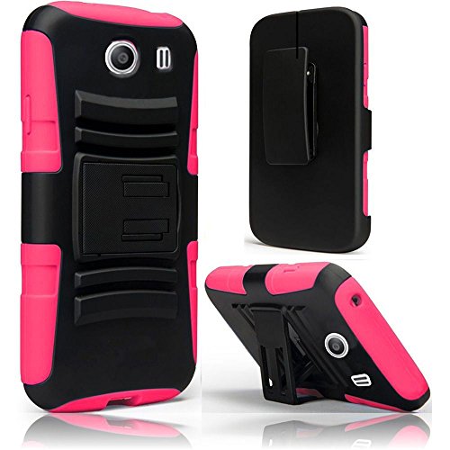 FastSun Belt Clip Holster + Hybrid Cover Phone Case for Samsung Galaxy Ace Style S765C (Pink)