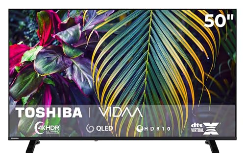Toshiba 50 Zoll QLED Smart TV VIDAA - 4K UHD Fernseher mit Dolby Vision HDR, Triple-Tuner (DVB-C/S2/T2), Bluetooth & Streaming Apps, 50QV1563DDW (2026)