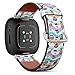 CJBROES Replacement Leather Watch Band, Compatible with Fitbit Versa 3 and Fitbit Sense of Wristband Bracelet Accessory - Youthful Style Memphis