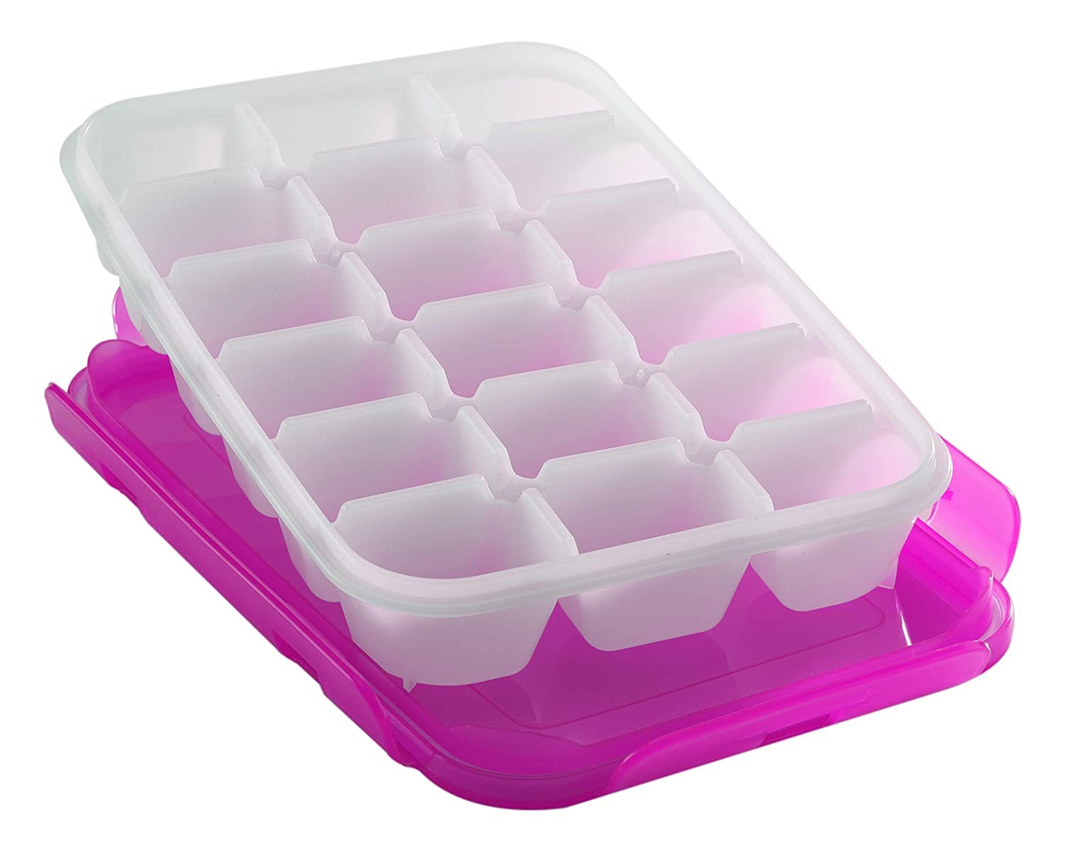 Signoraware Food Grade Bpa Free Ice Tray with Just One Twist Ice Out / Ice Cube Storage Box / Freezer Trey / Lid With Side Clip Lock – Spill Proof (18 cubes, Purple) (B07TQNFMN8) Amazon Price History, Amazon Price Tracker