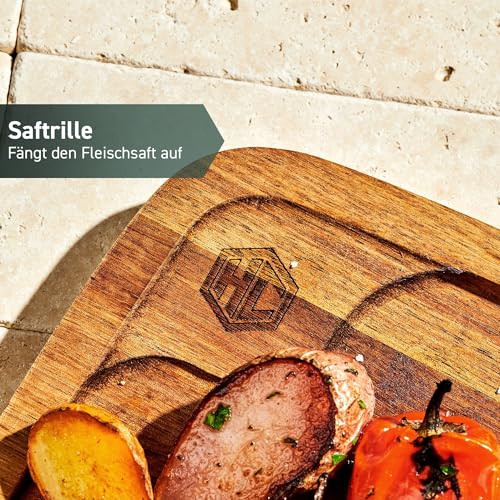 HexClad Steakbrett Set 4-teilig – Servierbrett aus Akazienholz – Bild 5
