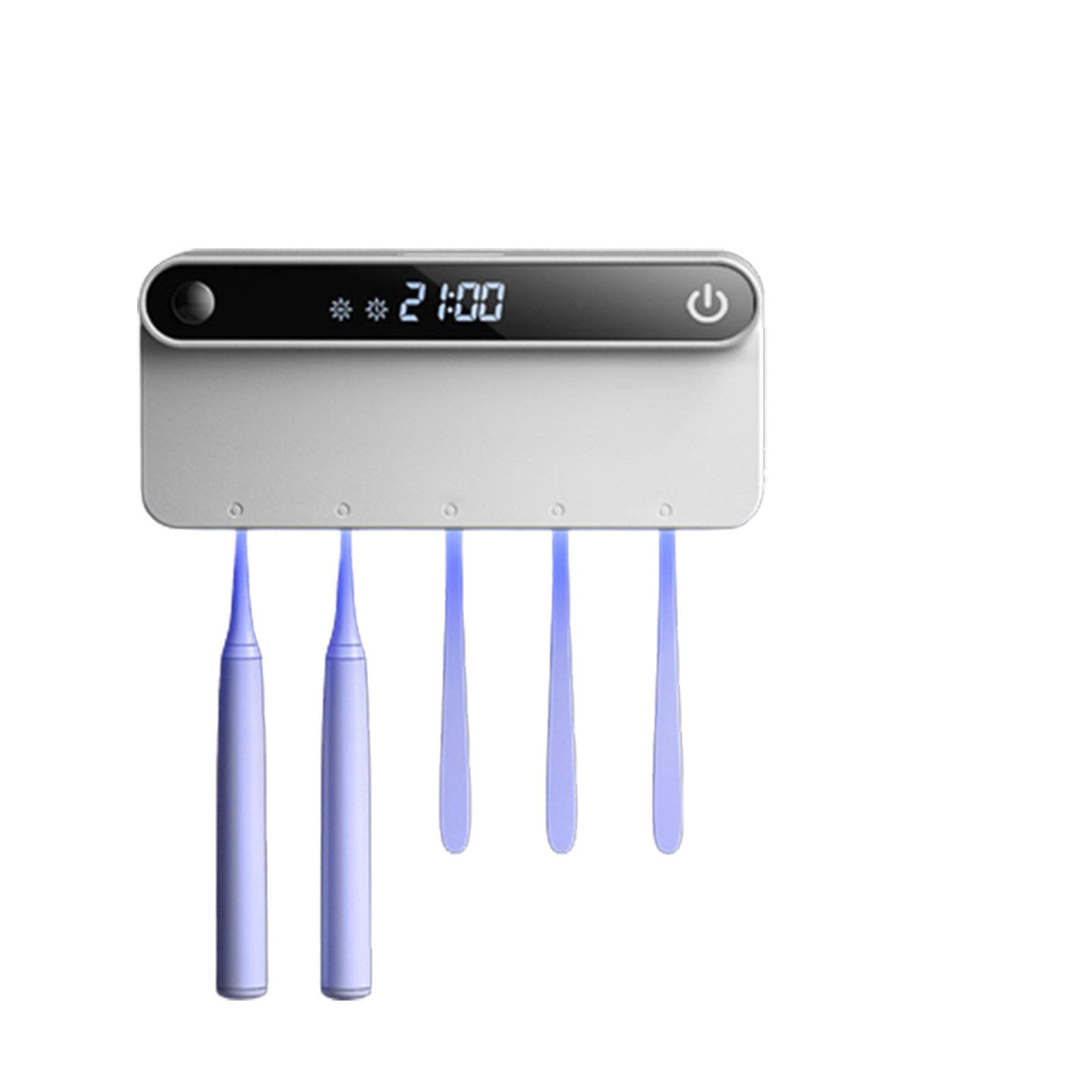 Soporte para Cepillo de Dientes UV, Soporte para Cepillo de Dientes eléctrico Inteligente sin perforación con detección de Cuerpo Humano,White