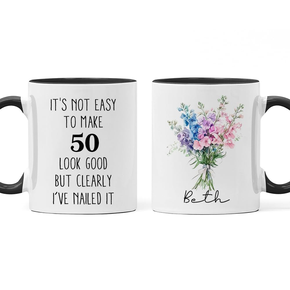 Amazon.com | 50th Birthday Mug, Personalized 50th Birthday Gift For Women  Mom Grandma, Custom Turning 50 Presents, Coffee Mug for Friend Birthday: Coffee  Cups & Mugs