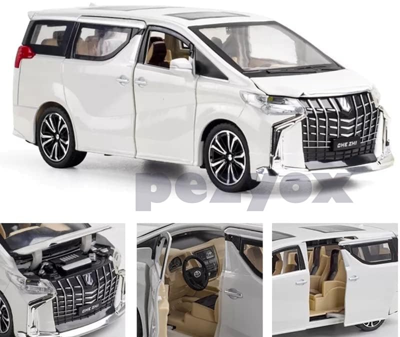 Image of Toyota Alphard MPV 1:24 Big Size Diecast Scale Model Alloy Metal Pull Back Toy car for Kids with Openable Doors & Light, Music Toy Vehicle for Kids (White)