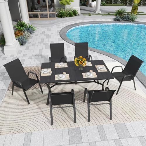 Image of Patio Chairs Set of 4, Stackable Outdoor Dining Chairs for All Weather Textilene Fabric & Metal Frame, Outdoor Chairs Set for Backyard Deck Garden