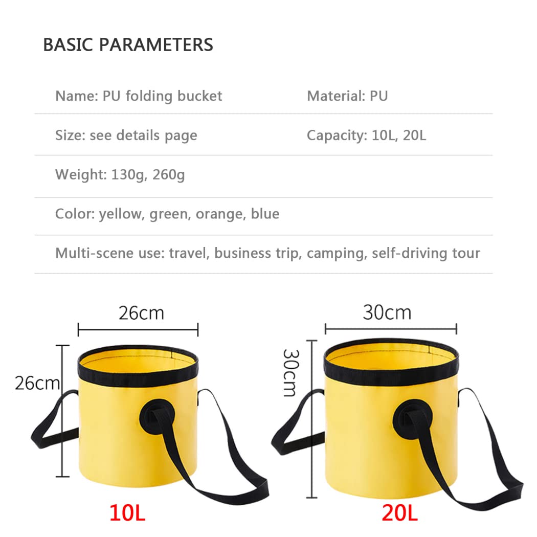 Secchio Pieghevole con Maniglie, 10L/20L Portatile Bacinella Pieghevole, Multifunzionale Bacino Pieghevole Secchiello Contenitore di Acqua Pieghevole per Campeggio Escursioni