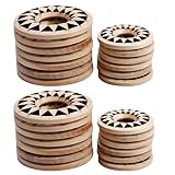 ADOCARN Lot de 30 supports pour boules de cristal : socle en bois en forme d'œuf de 35 mm et 50 mm, base de présentation en forme de tournesol pour pierres décoratives, sphères mystiques,