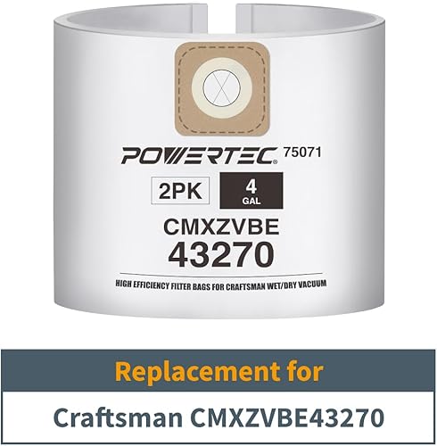 Miniatura 8 de POWERTEC Compra bolsas de vacío para aspiradora Craftsman de 6 a 10 galones, bolsas de filtro de repuesto para Craftsman CMXZVBE39970 bolsas de