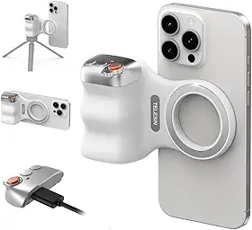 TELESIN Câmera magnética Fun Shot para celular DSLR para iPhone e Android com botão de obturador sem fio destacável – parafuso de 6 mm – Suporte ergonômico confortável para alça de câmera