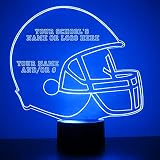 Mirror Magic Personalized LED Night Light Lamp with Remote, College Football Helmet Lights Up in 16 Colors, 4 Light Modes, 10-12" Tall Clear Acrylic Display Custom Engraved with Text, Battery or USB
