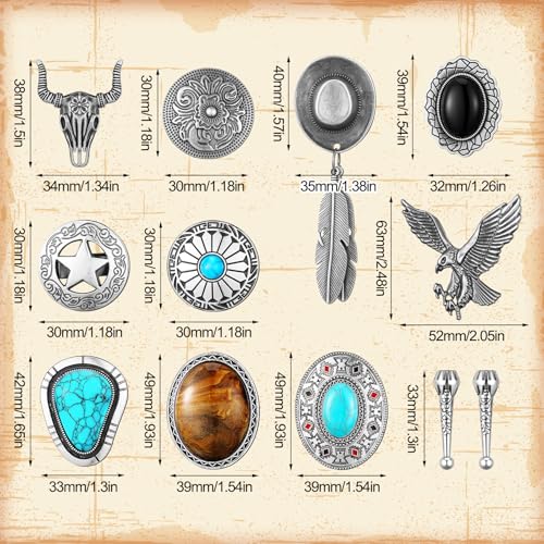 Image of 10 Pcs Bolo Tie for Men Women Western Cowboy Accessories Leather Necktie with Tiger Eye Stone Costume Accessories