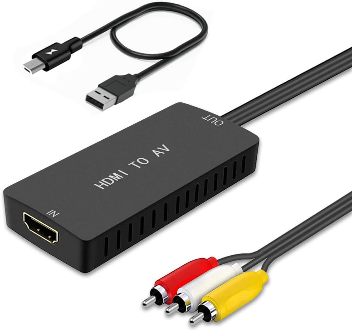 LVY HDMI to RCA Converter, Composite Video Audio Converter Adapter, HDMI to AV Adapter, Supports PAL/NTSC for Fire Stick and Roku，Blu-Ray, DVD Player