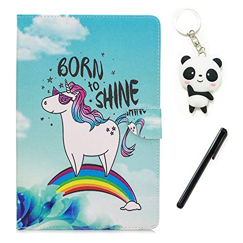 XTstore Funda para Lenovo Tab 4 10 (TB-X304F/N)/Tab 4 10 Plus (TB-X704F/N), Smart Case Cover Protectora Carcasa Cubierta de Cuero y Silicona con Ranura para Tarjeta + Lápiz Táctil y Llavero Panda