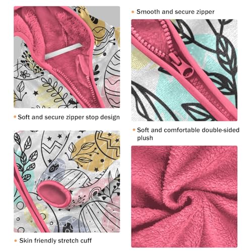 OTVEE Happy Easter Colorful Eggs Kids Hoodie Jacket Fall Spring Long Sleeve Warm Outwear Coat3