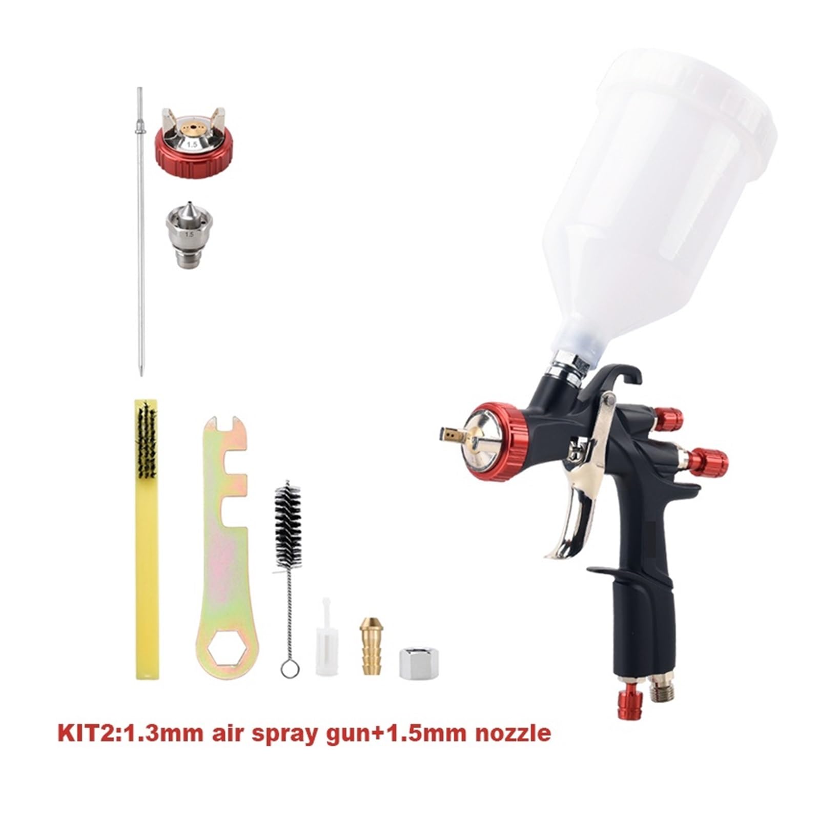 Pistolet Na Sprężone Powietrze Do Malowania Samochodu Zestaw Pistoletów Natryskowego Aerograf 1,3 Mm A610 Natryskowy Z Dyszą,4/1,5/1,7/2,0(1.3 gun 1.5 nozzle)