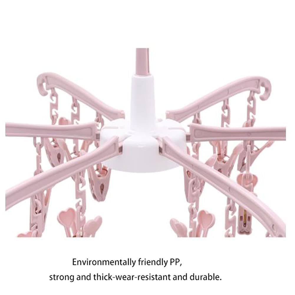 Standard-Kleiderbügel, Faltbarer Kleiderbügel, Multi-Clip-Kleiderbügel, winddichter Haken-Kleiderbügel für Kleidung, Baby, multifunktionale Reise-Haushalts-Kleiderbügel, Trocknen, Rack (Rosa)