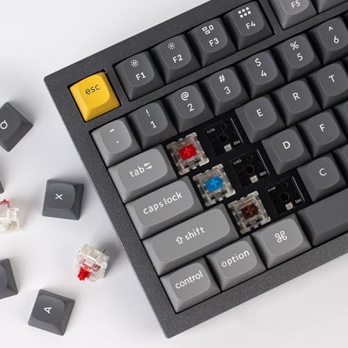 Image of Keychron Q1 RGB Wired Custom Mechanical Keyboard Knob Version, 75% Layout QMK /VIA Programmable with Hot-swappable Gateron G Pro Brown Switch Double Gasket Compatible with Mac Windows Linux (Grey)