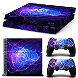 UUShop Skin Decal for PlayStation 4 Console System and Wireless Dualshock Controller - Blue Purple Lines