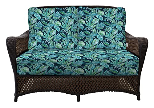 RSH DECOR: Deep Seating Loveseat Cushion Set | 46” x 26” Loveseat | All-Weather Spun Fabric | Outdoor Foam Settee and Pillow Back Cushions for Patio Furniture | Crestwood Marine