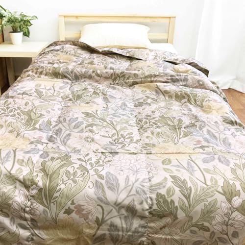 nishikawa 【 西川 】 羽毛 羽毛肌掛け布団 ダウンケット シングル ダウン50% 洗える 新生活 梅雨対策 吸湿 F2046 F2047 (ボタニカル柄 BE ベージュ)