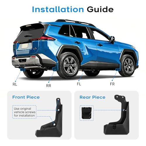Image of Sunsdrew Mud Flaps for 2026 2027 Toyota RAV4 Accessories- 4PCS Front & Rear Splash Guards - No-Drilling All Weather Exterior Mud Guards