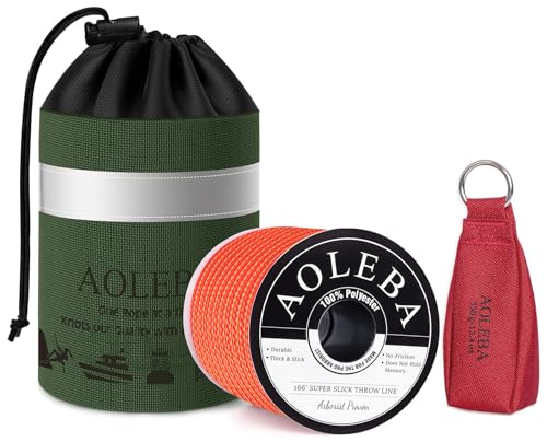 AOLEBA Arborist Throw Line Kit, Slick Arborist Rope Throw Weight Set with Reflective Storage Bag, 100% Polyester Rope, Arborist Equipment for High Limb, Throwing, Climbing, Tree Cutting