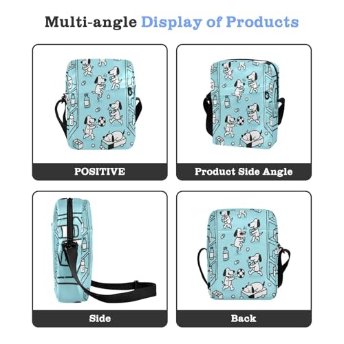 Blue Doctor Dog Cute mens messenger bag crossbody Shoulder Crossover Bag Purses Cross Body Bag Adjustable Strap for work business4