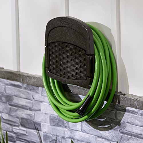 Suncast 3 Pack Hangout 150 Foot Resin Wicker Mounted Garden Storage Hose Rack, Brown - image 9