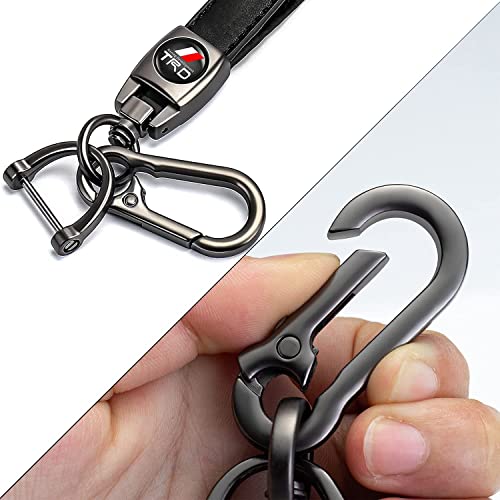 Aqwzh Car Fob Key Chain Genuine Leather Wristlet Strap Keychains Holder For Men And Women, Car Keychain 360 Degree Rotatable (Black) #TOP3